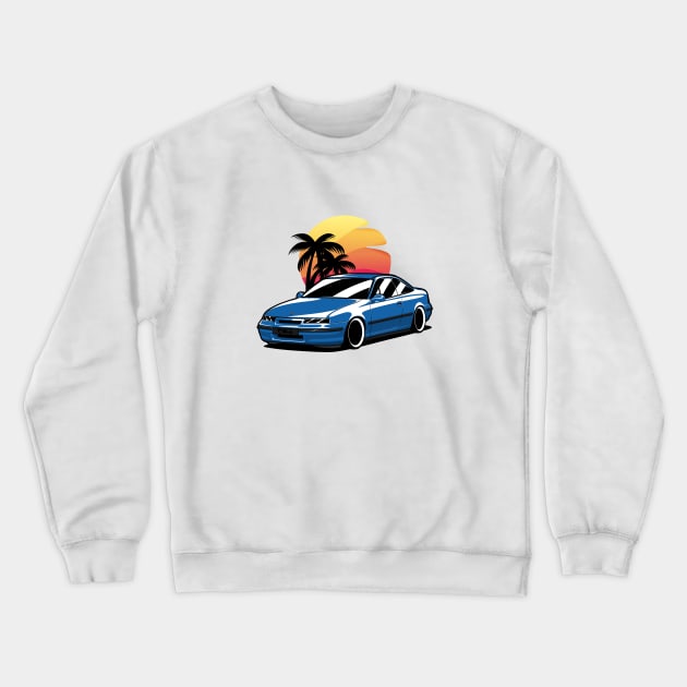 Blue Opel Calibra Classic Coupe Crewneck Sweatshirt by KaroCars